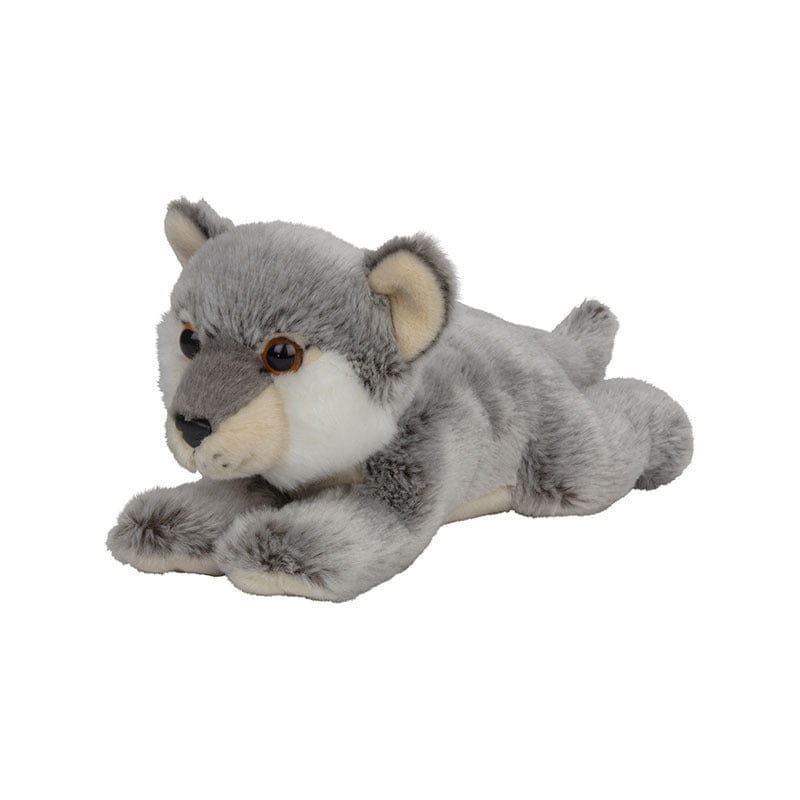 Nature Planet wolf knuffel - liggend - pluche - 33 cm - baby - Pluchen speelgoed