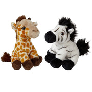 Ravensden safari knuffels - pluche - zebra & giraffe - 15 cm - Pluchen speelgoed