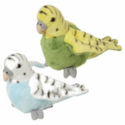 Nature Planet parkieten knuffels - pluche - 16 cm - groen en blauw - Pluchen speelgoed