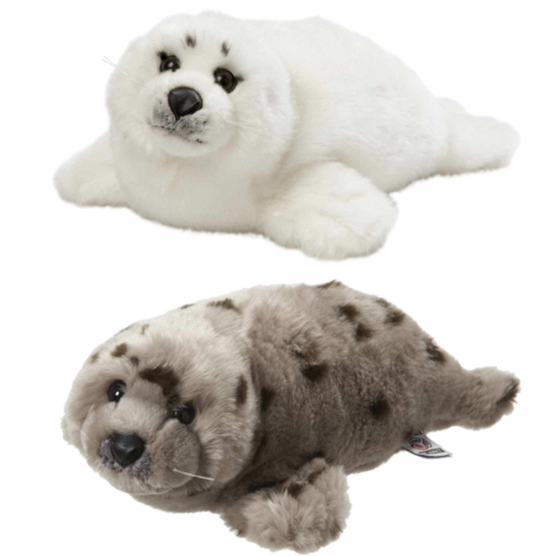 Zeehonden knuffels set - pluche - 40 cm - wit en grijs - Pluchen speelgoed