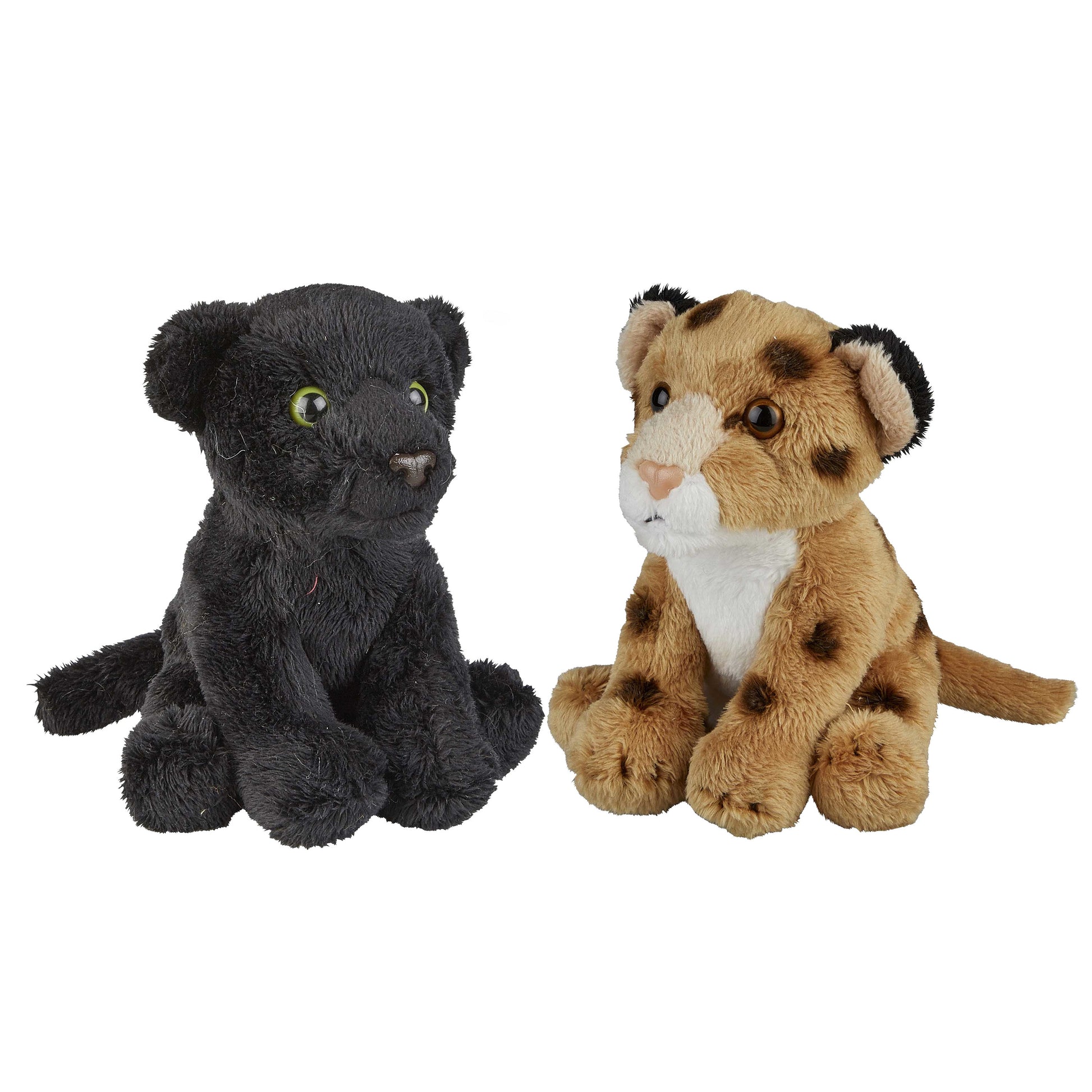 safari-dieren-serie-pluche-knuffels-2x-stuks-zwarte-panter-en-luipaard-van-15-cm_10363609