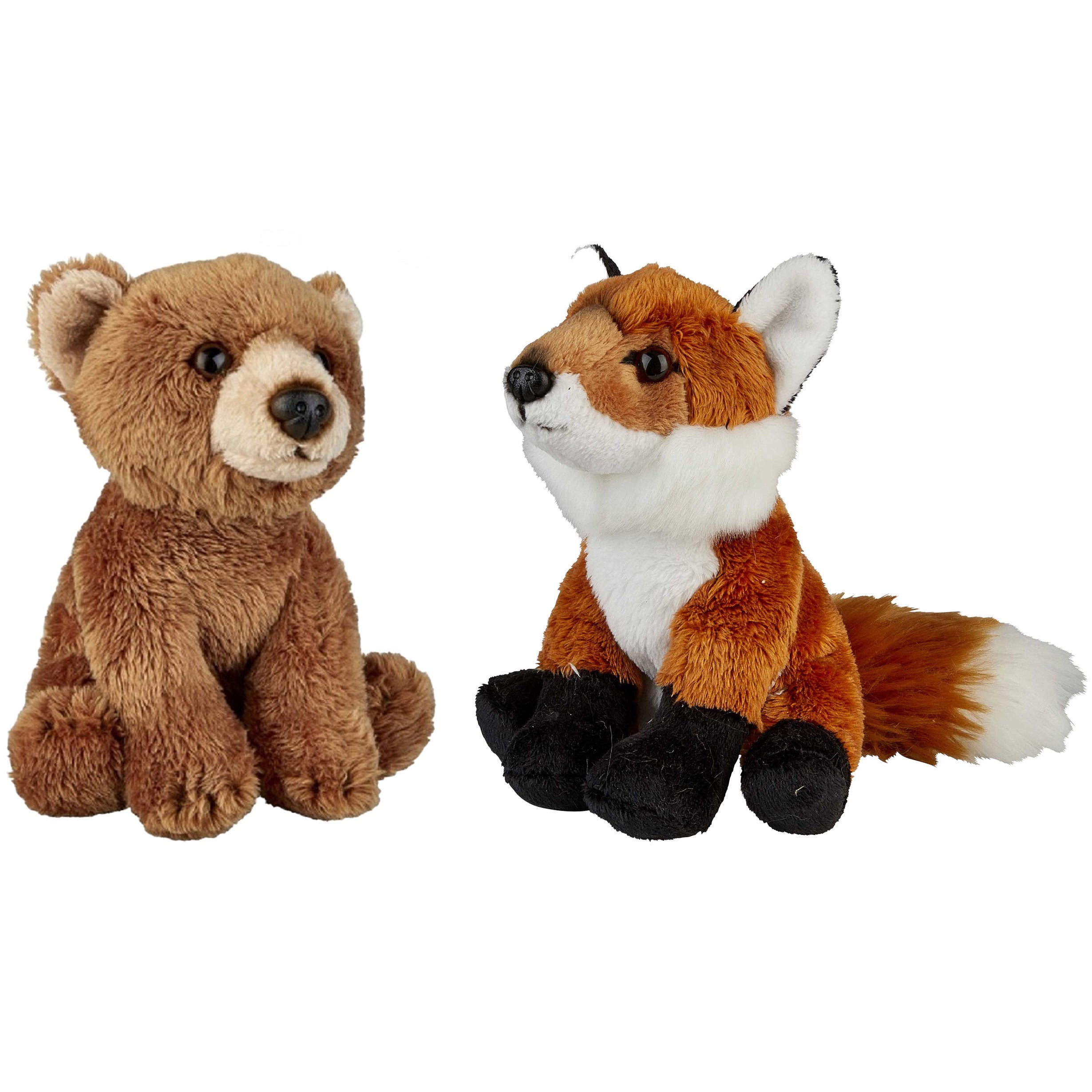bosdieren-zachte-pluche-knuffels-2x-stuks-vos-en-bruine-beer-van-15-cm_10363611