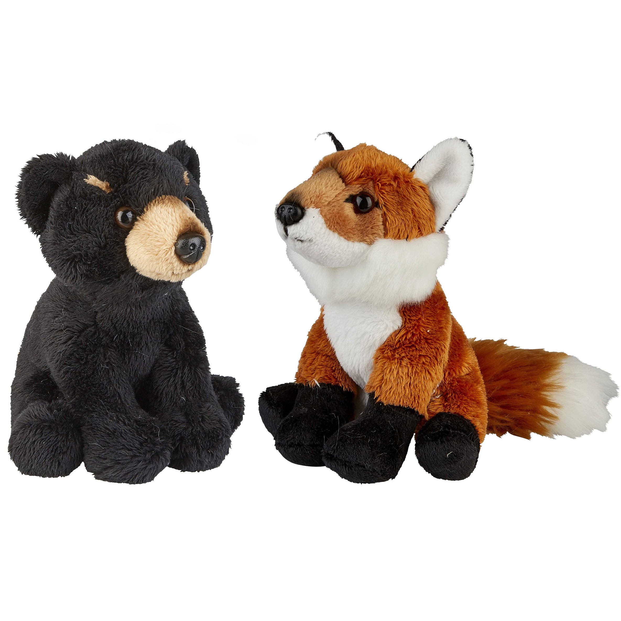 bosdieren-zachte-pluche-knuffels-2x-stuks-vos-en-zwarte-beer-van-15-cm_10363612