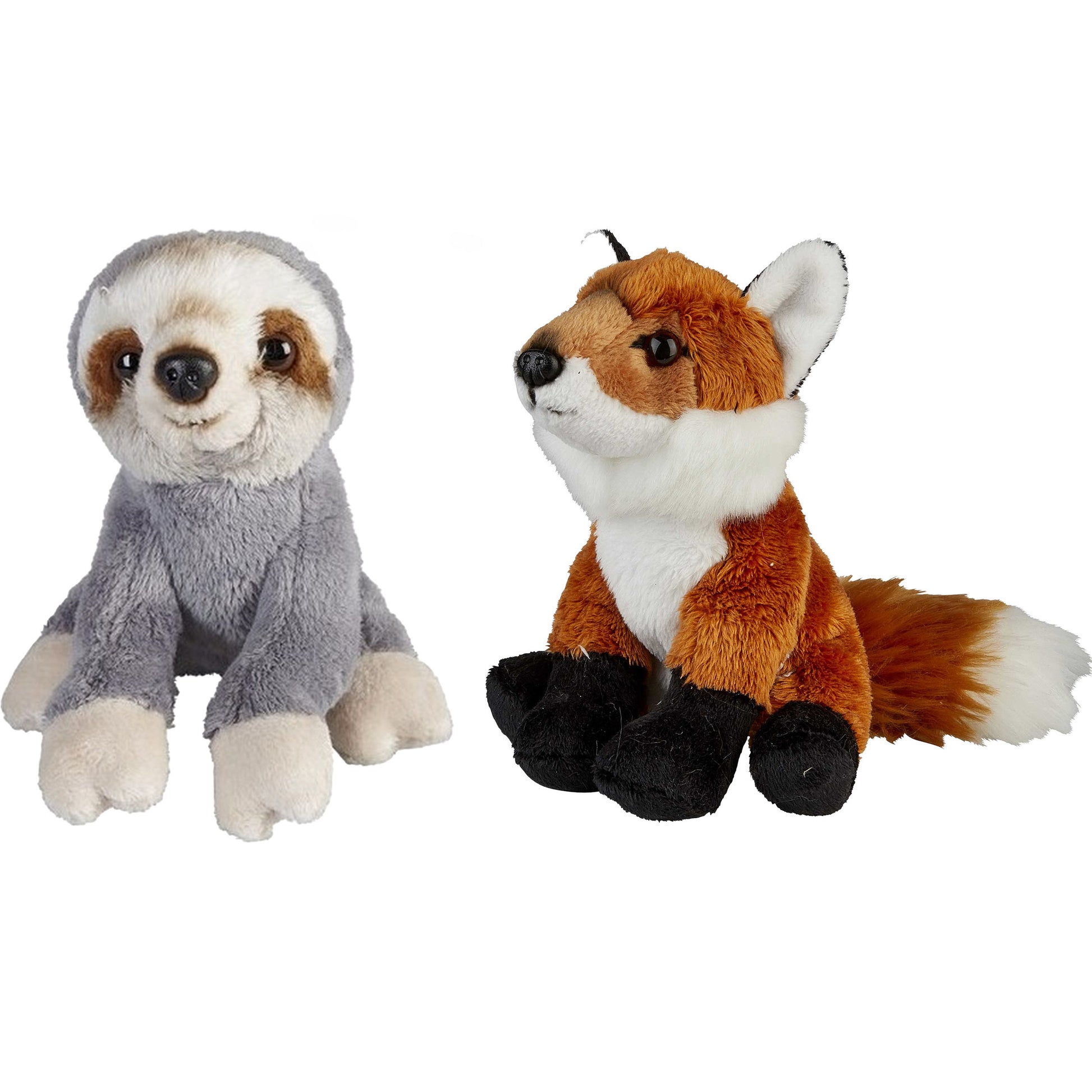 bosdieren-zachte-pluche-knuffels-2x-stuks-vos-en-luiaard-van-15-cm_10363613