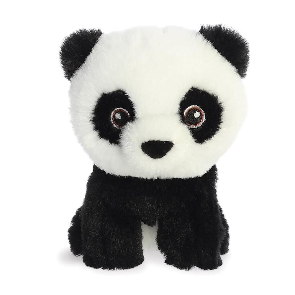 Aurora panda knuffel - pluche - 13 cm - zwart/wit - Pluchen speelgoed
