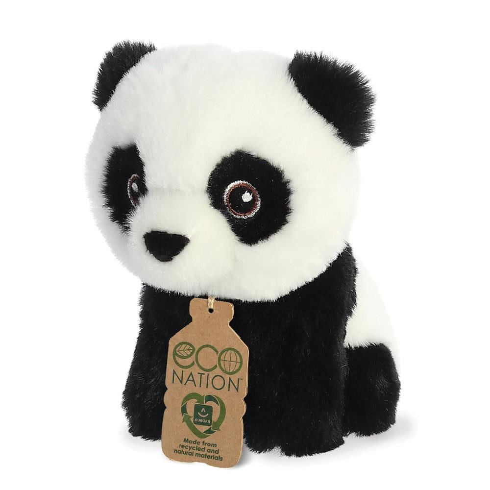 Aurora panda knuffel - pluche - 13 cm - zwart/wit - Pluchen speelgoed