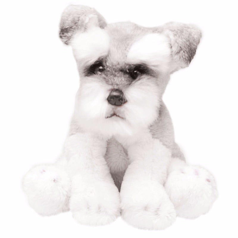 Suki Gifts Schnauzer knuffel - pluche - wit/grijs - 13 cm - Pluchen speelgoed