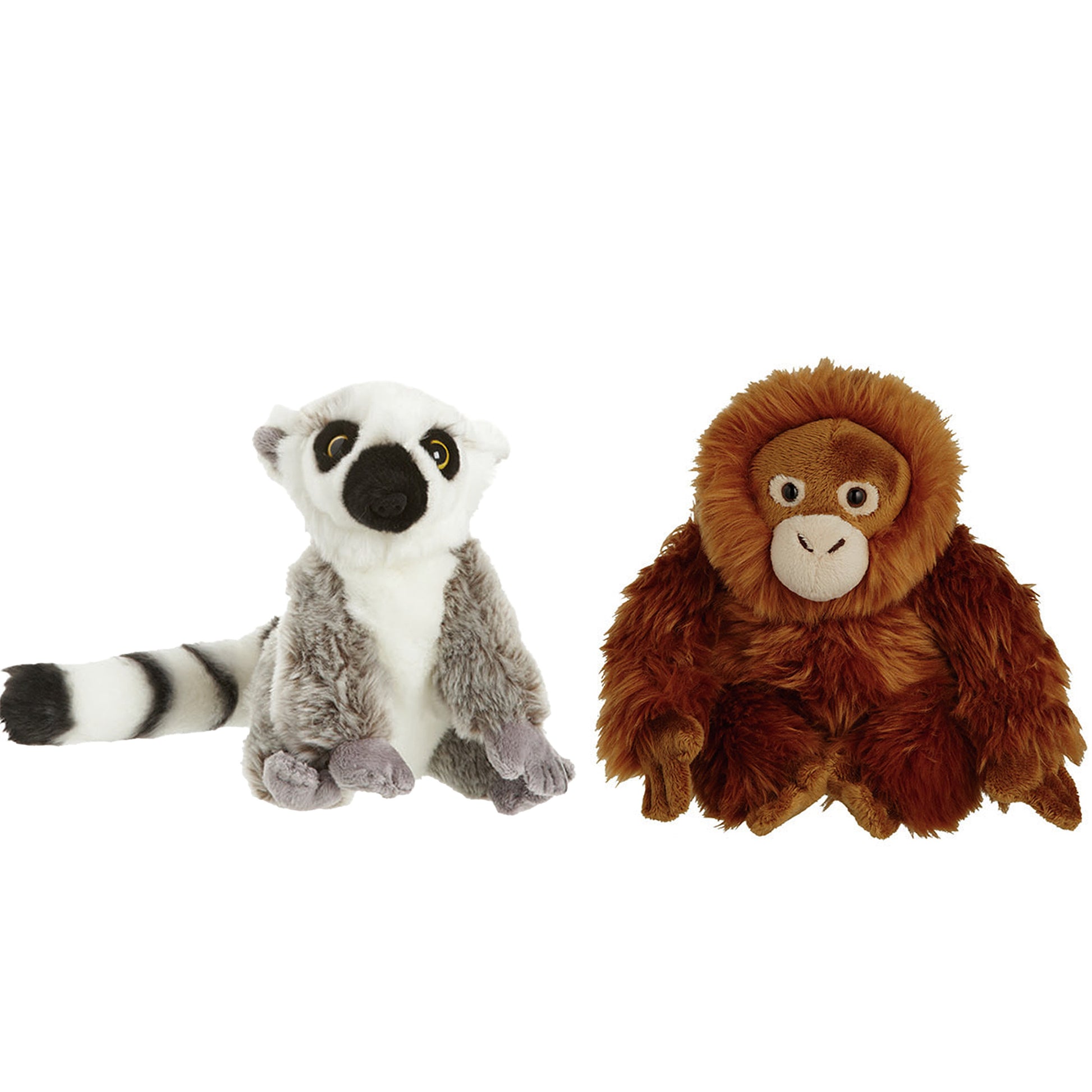 apen-serie-zachte-pluche-knuffels-2x-stuks-maki-aap-en-orang-utan-aap-van-18-cm_10364620
