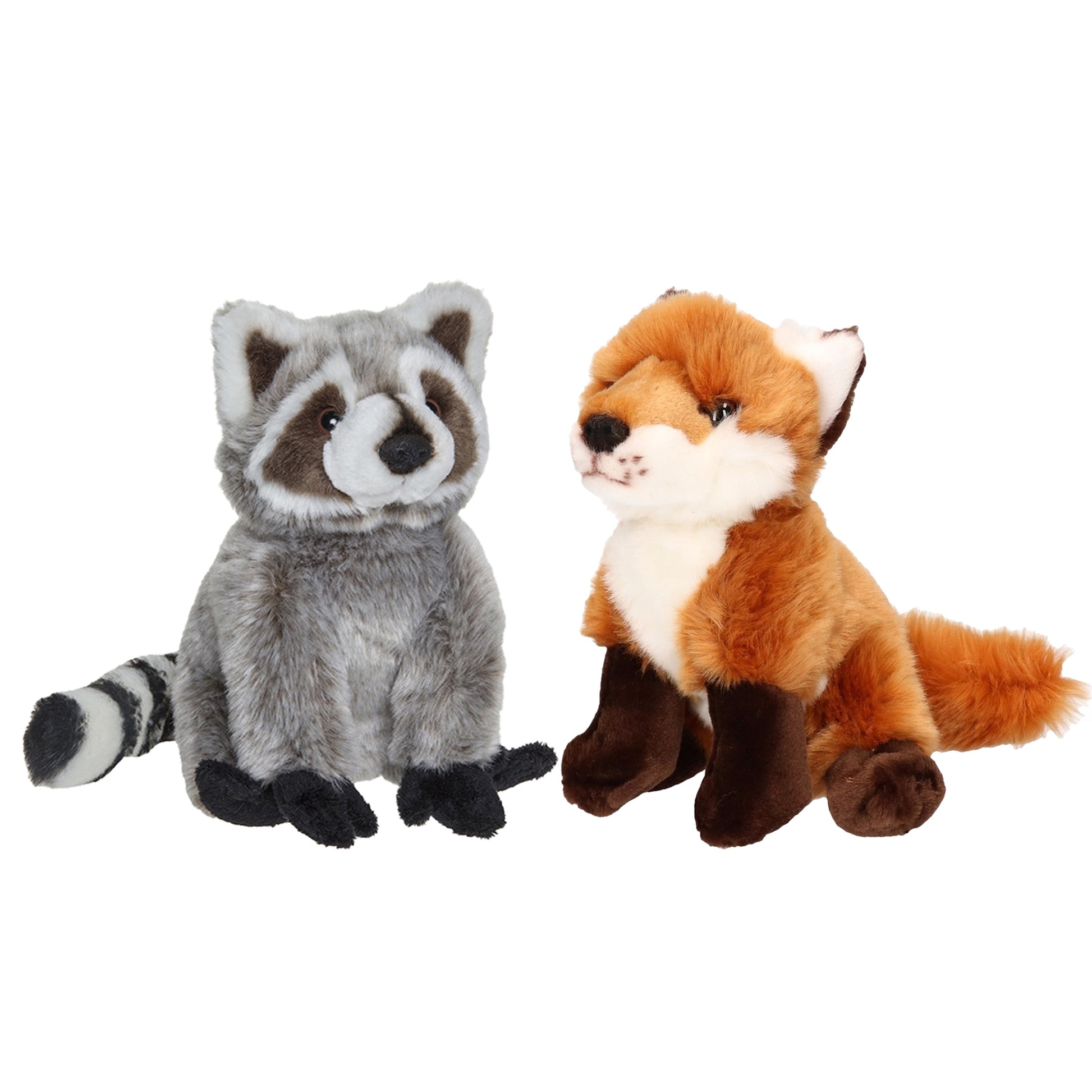 bosdieren-zachte-pluche-knuffels-2x-stuks-wasbeer-en-vos-van-18-cm_10364621