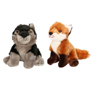 Bosdieren pluche knuffels - wolf en vos - 18 cm - Pluchen speelgoed
