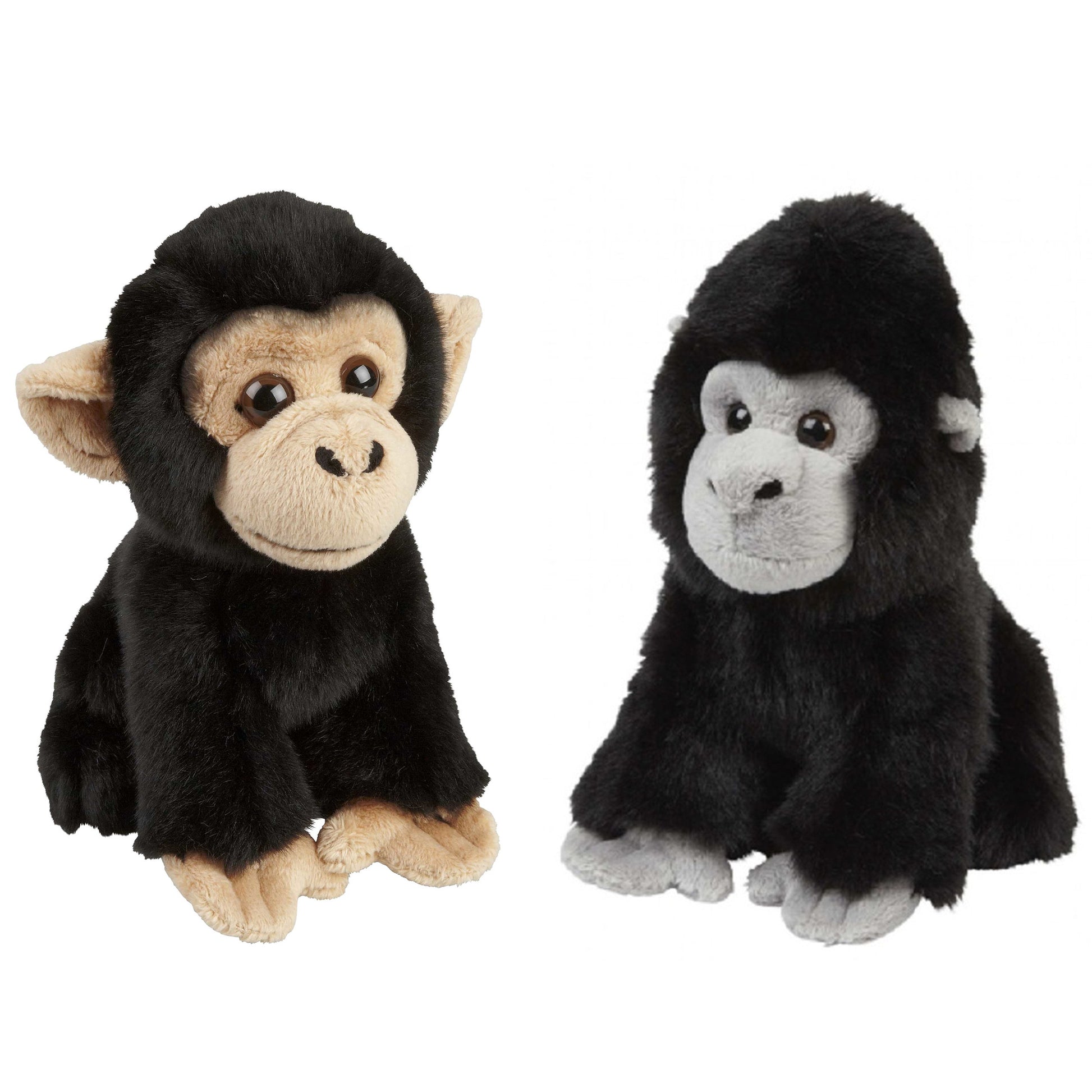 apen-serie-zachte-pluche-knuffels-2x-stuks-gorilla-en-chimpansee-aap-van-18-cm_10363624