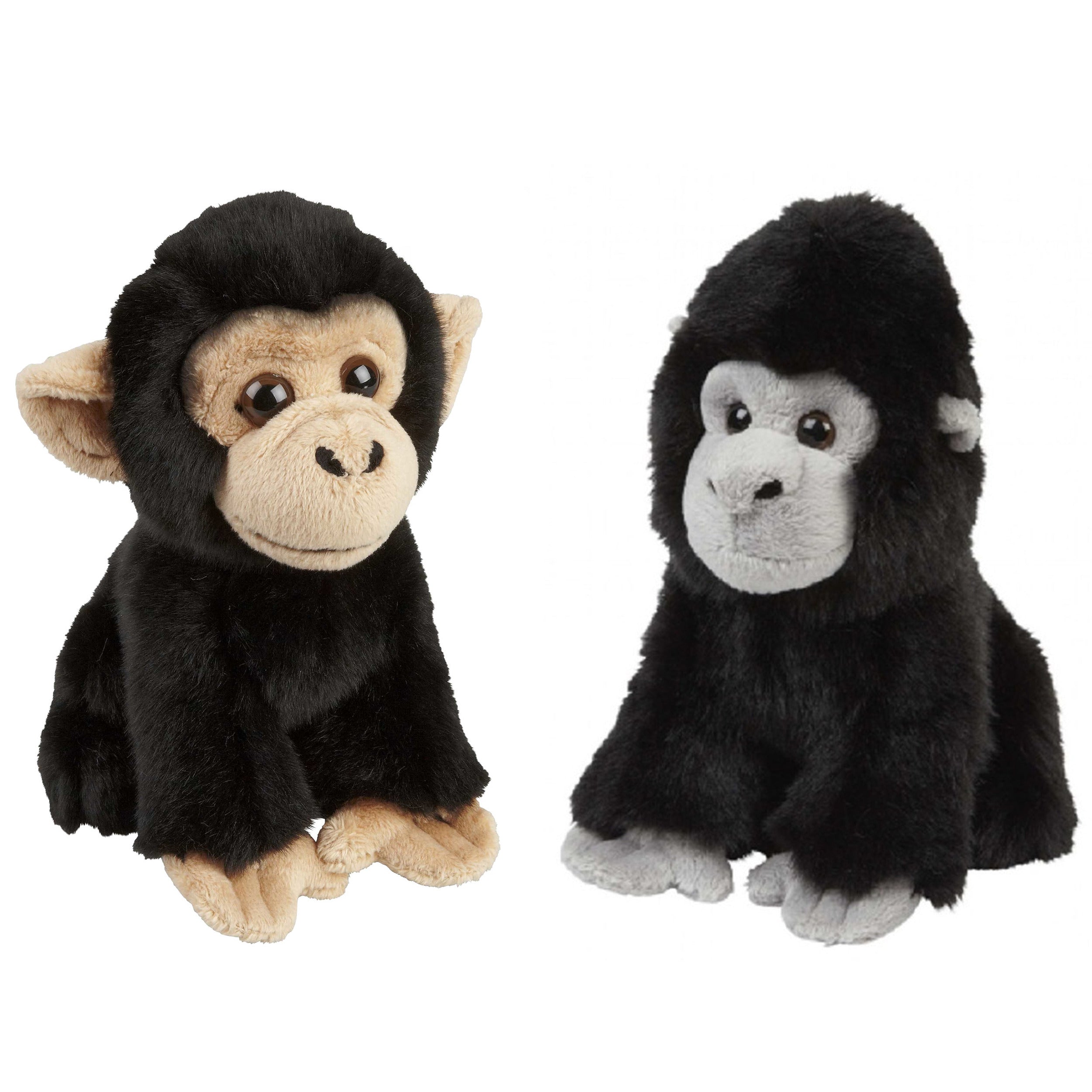 apen-serie-zachte-pluche-knuffels-2x-stuks-gorilla-en-chimpansee-aap-van-18-cm_10363624