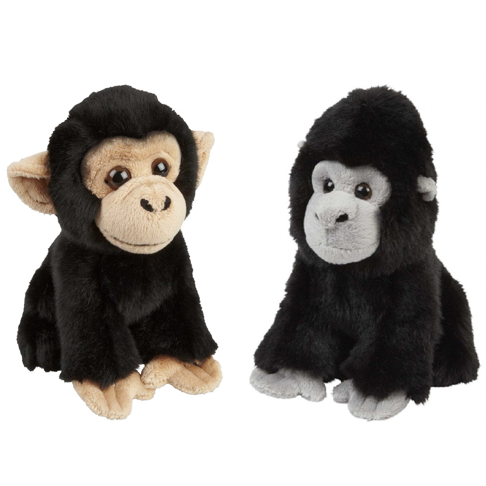 Apen knuffel set 2 stuks - gorilla en chimpansee - 18 cm - pluche - Pluchen speelgoed