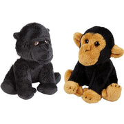 Apen knuffels set van 2 - pluche - 15 cm - gorilla en chimpansee - Pluchen speelgoed