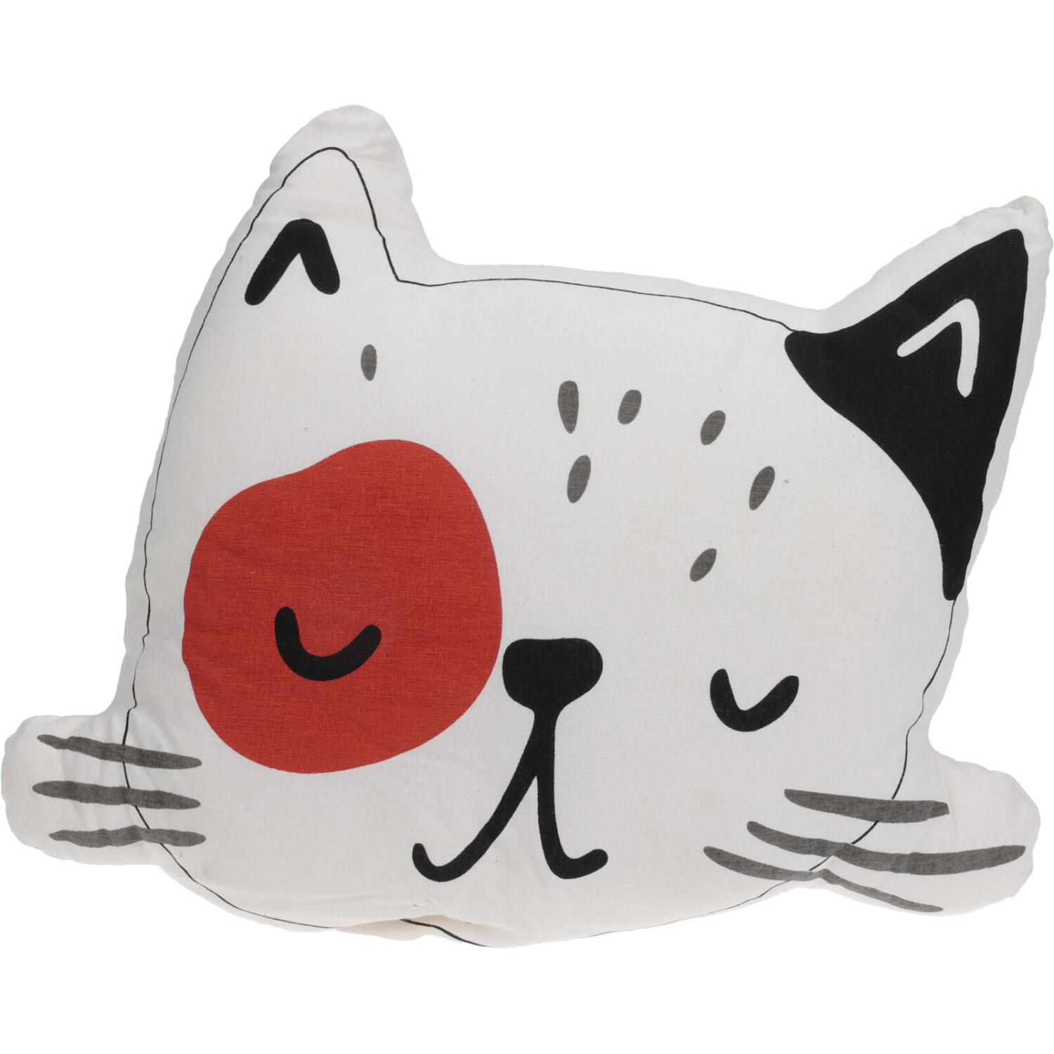 dieren-sierkussen-voor-kinderkamer-katje--poes-wit-zwart-35-x-40-cm-polyester_10500633