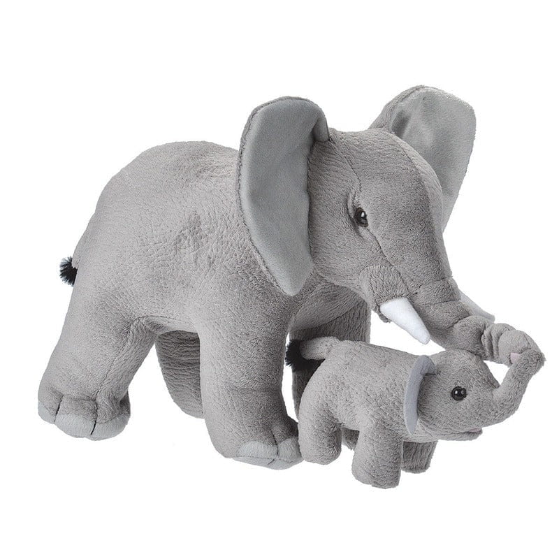 Pluche olifant met kalfje - grijs - 38 cm - knuffel - Pluchen speelgoed