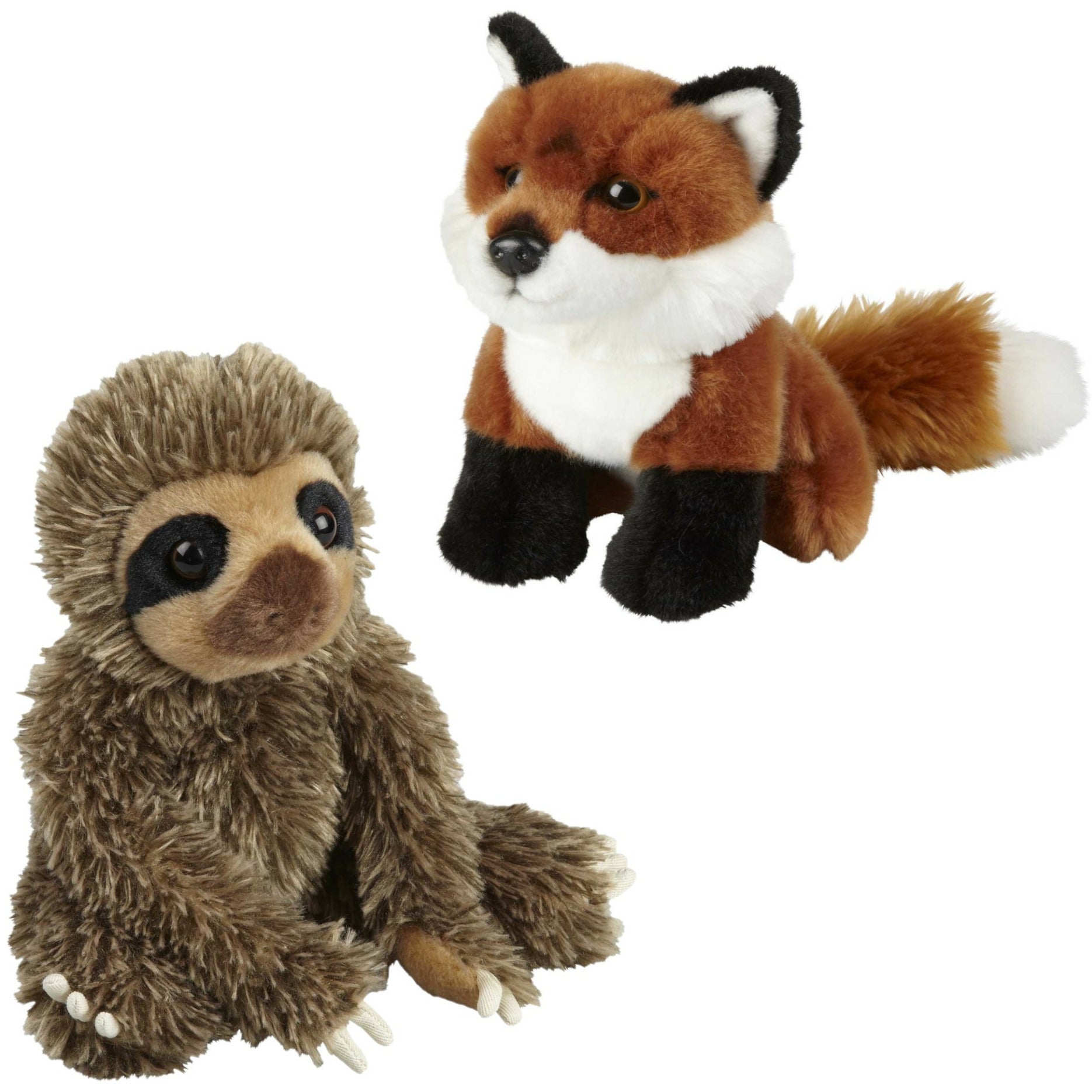 knuffeldieren-set-vos-en-luiaard-pluche-knuffels-18-cm_10369678