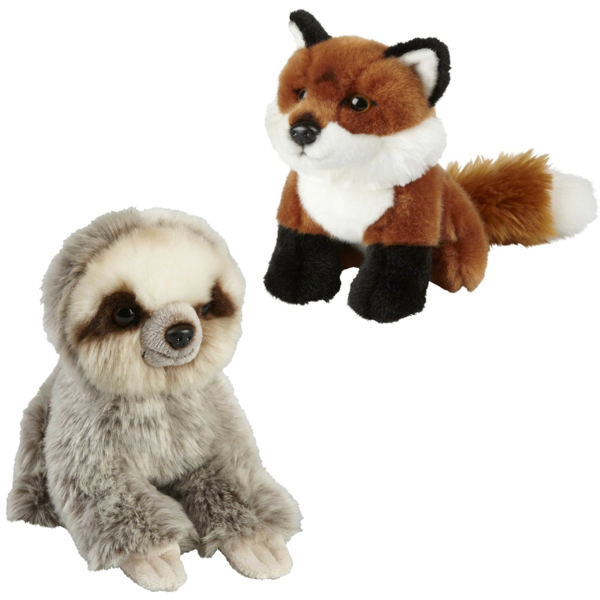 knuffeldieren-set-vos-en-luiaard-pluche-knuffels-18-cm_10369679