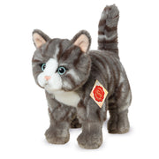 Hermann Teddy kat knuffel - pluche - premium kwaliteit - grijs/wit - 20 cm - Pluchen speelgoed