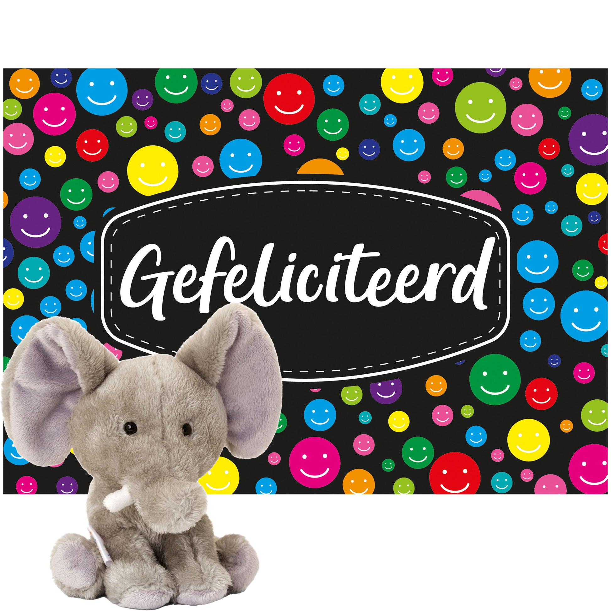 keel-toys-pluche-olifant-knuffel-14-cm-met-gefeliciteerd-a5-wenskaart_10364689