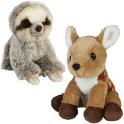 Ravensden knuffeldieren set - pluche - 18 cm - luiaard en hertje - Pluchen speelgoed