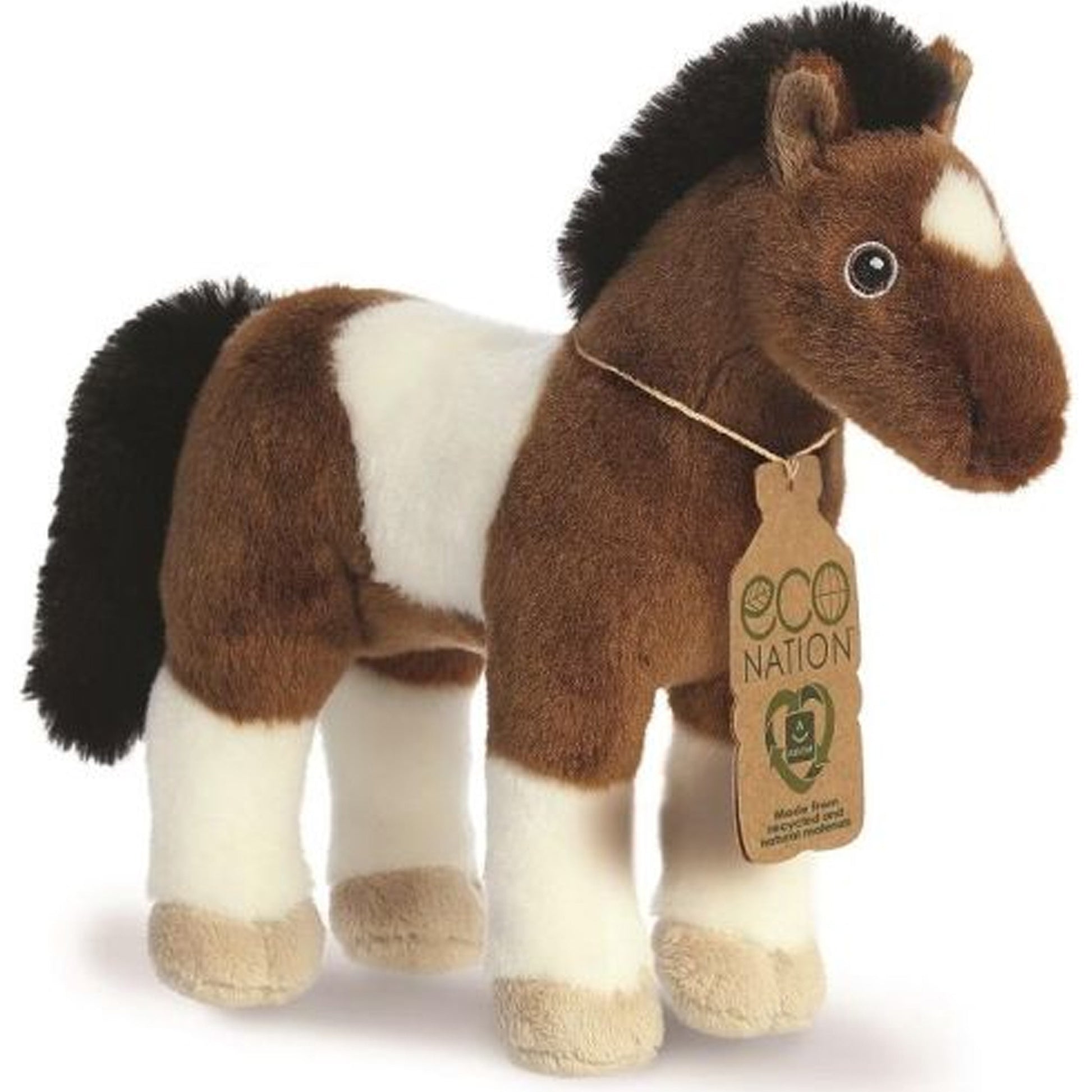 pluche-knuffeldier-paard-eco-nation-knuffel-bruin-wit-28-cm-boerderijdieren-thema_10404742-1