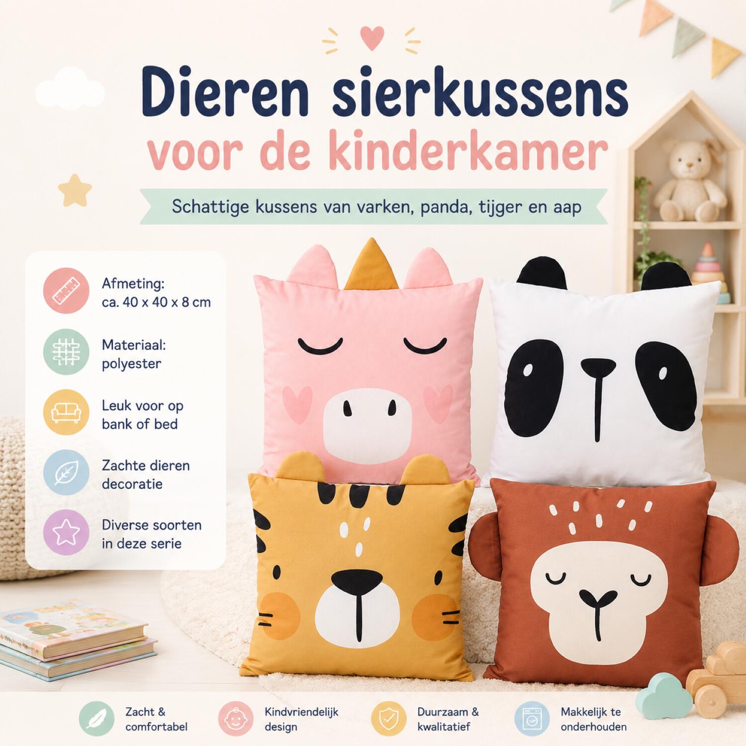 dieren-sierkussen-set-2x-kinderkamer-panda-en-tijger-40-x-40-cm-polyester_10500763-3