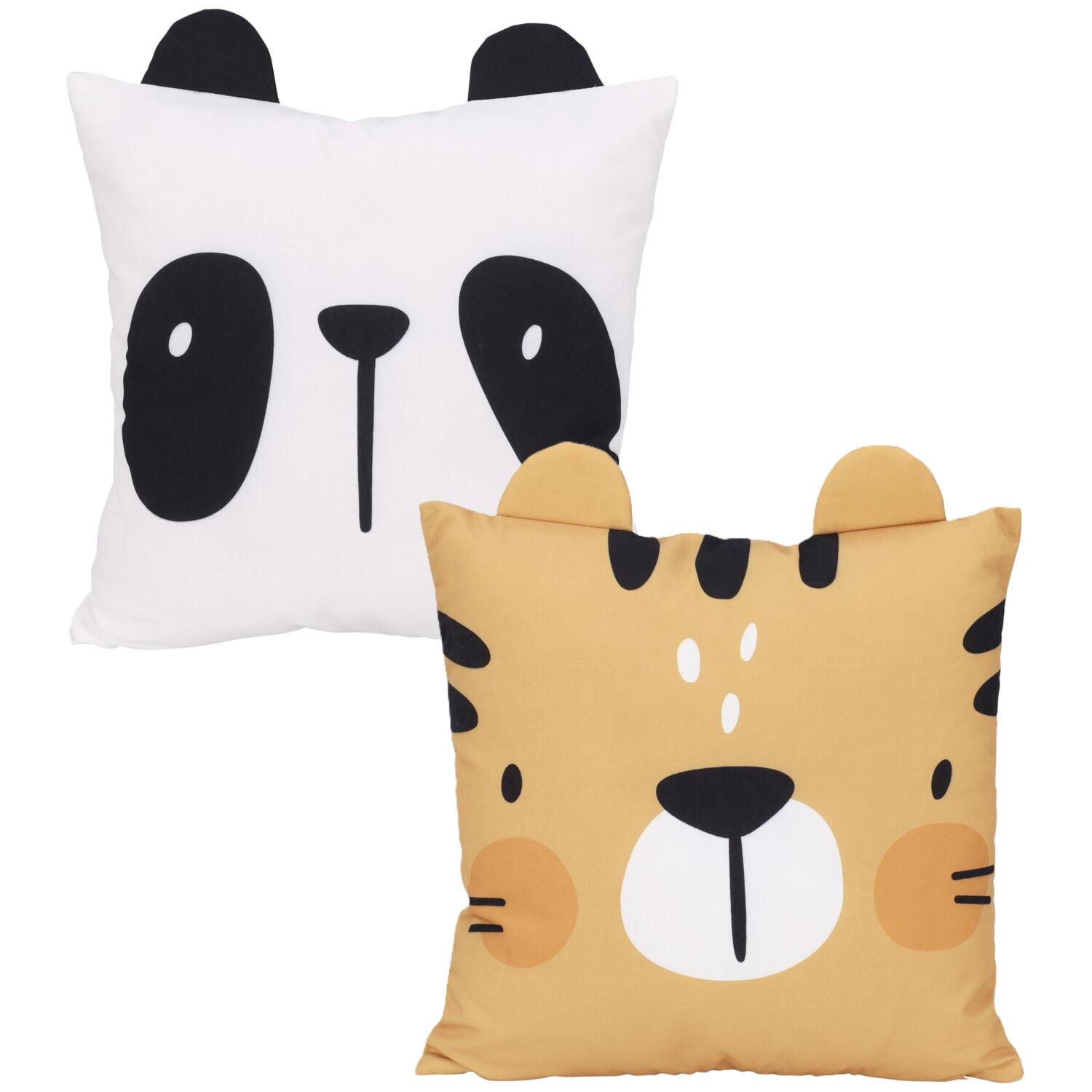 dieren-sierkussen-set-2x-kinderkamer-panda-en-tijger-40-x-40-cm-polyester_10500763