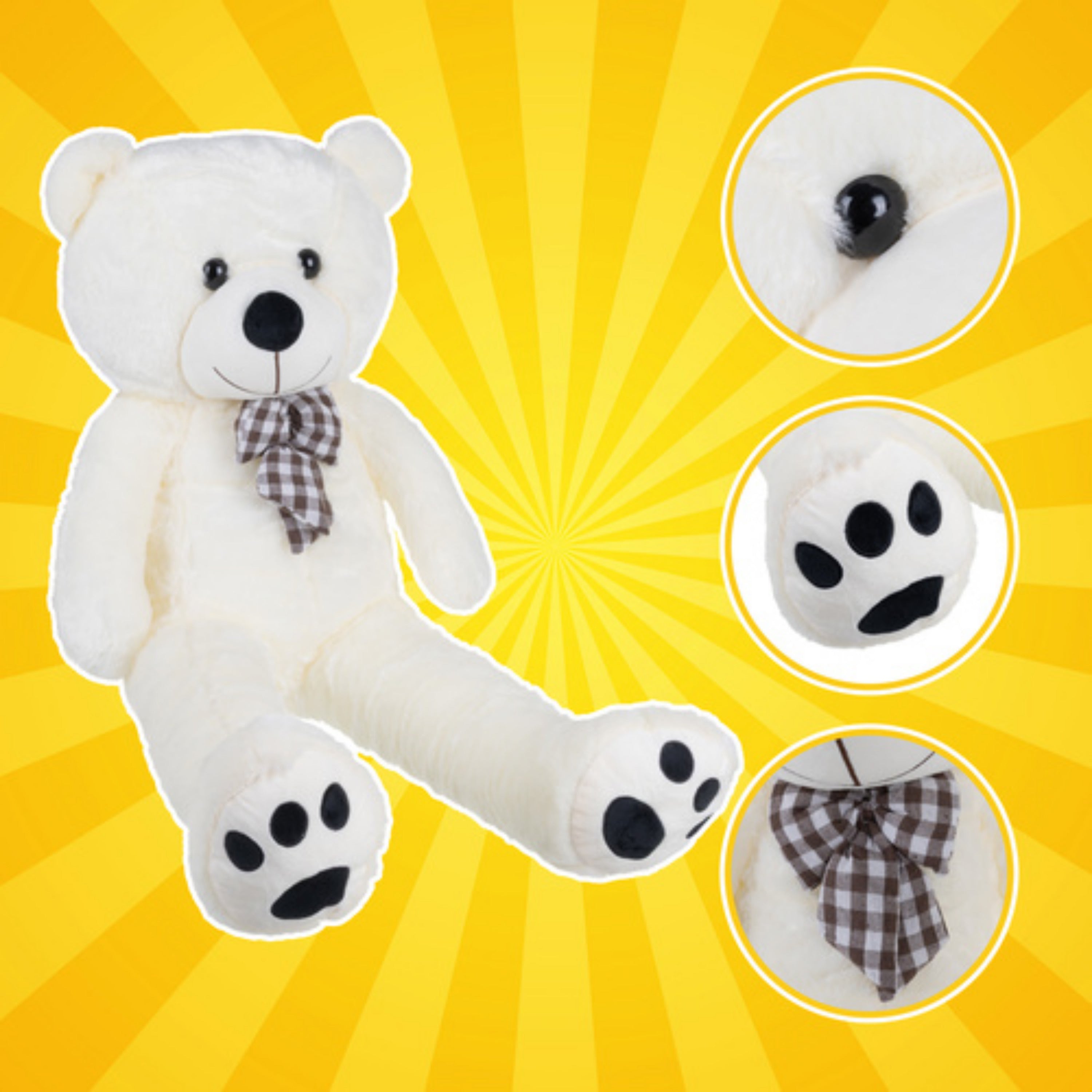kruzzel-teddybeer-180-cm-ecru-polyester-knuffel-met-strik_10484777