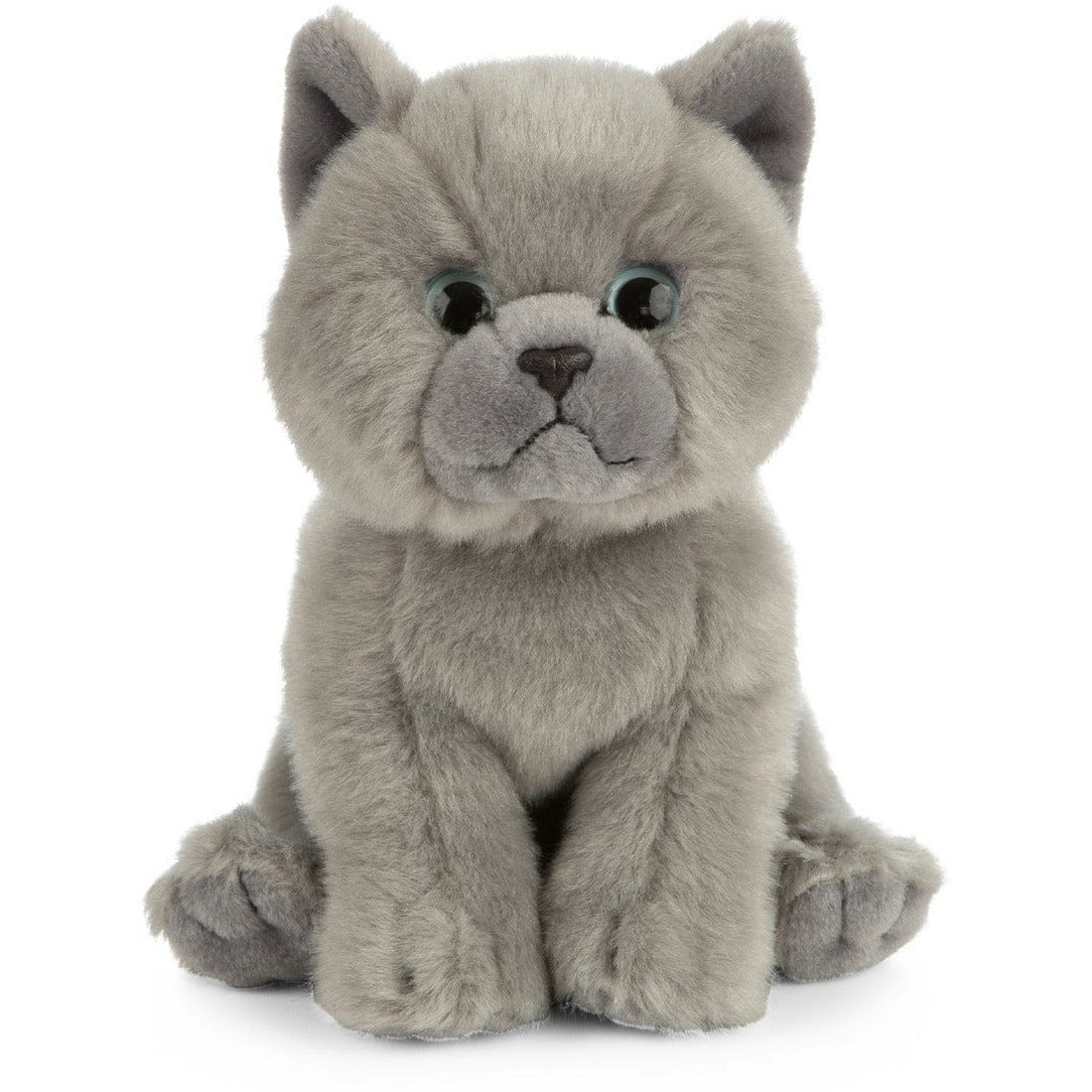Living Nature Britse korthaar knuffel - grijs - pluche - 16 cm - Pluchen speelgoed