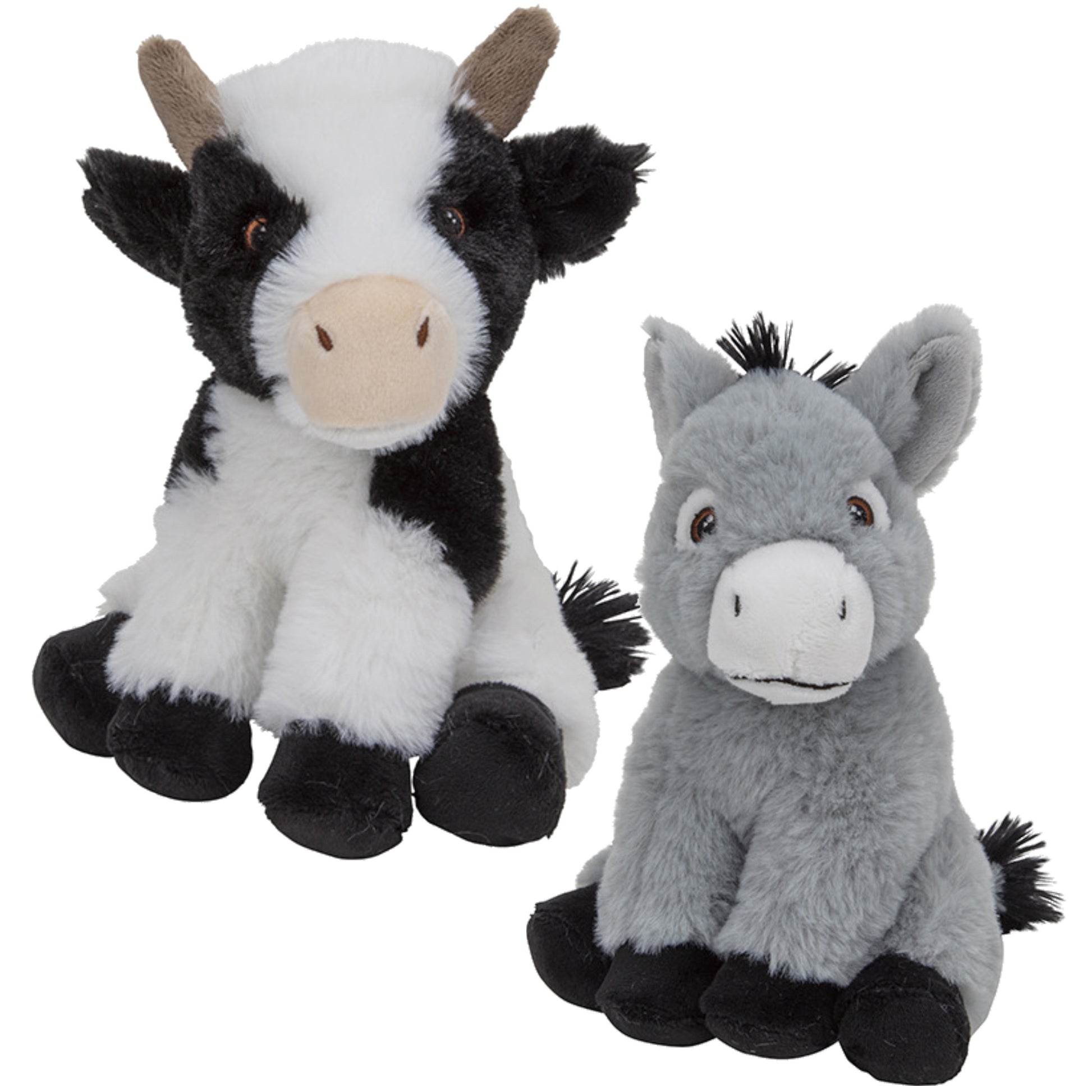 nature-planet-knuffel-boerderijdieren-koe-23-cm-ezel-16-cm-zacht-speelgoed-pluche_10349815