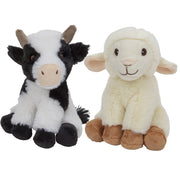 Koe en schaap knuffel set - pluche - 19 en 17 cm - Pluchen speelgoed