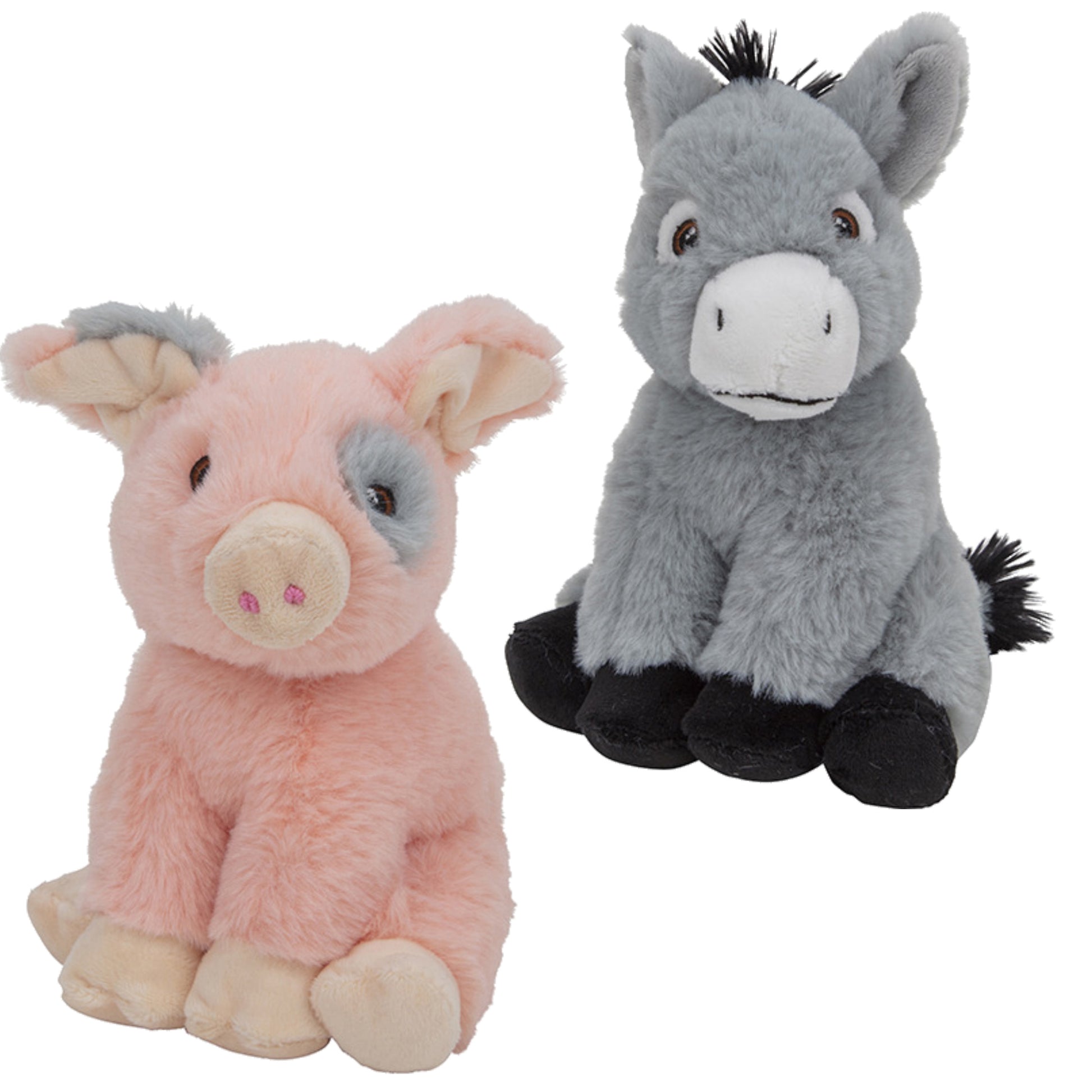 nature-planet-pluche-boerderijdieren-knuffels-varken-18-cm-ezel-16-cm-zacht-speelgoed_10349822
