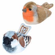 Pluche vogels knuffels - set van 2 - 14 cm - met geluid - Pluchen speelgoed