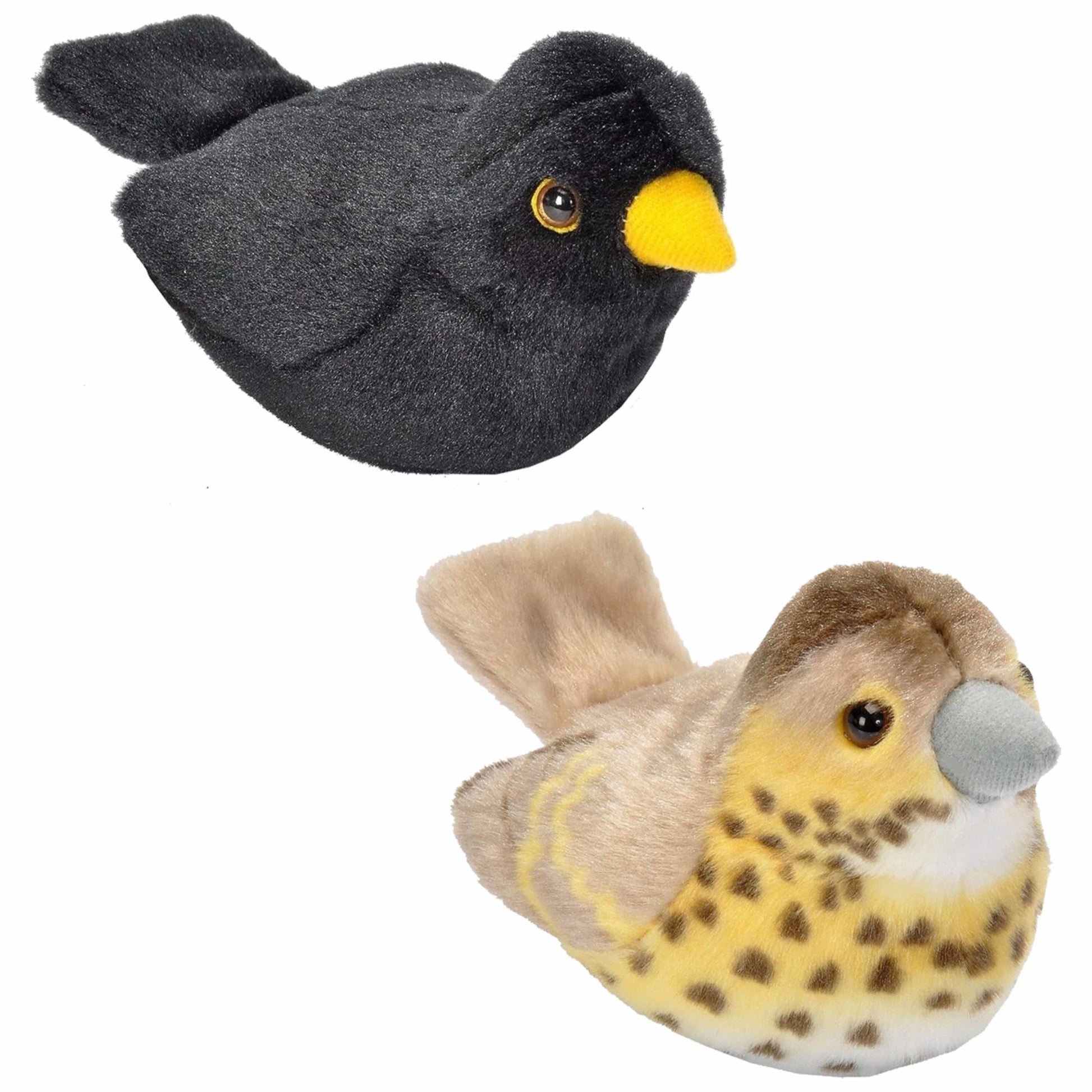 Wild Republic vogel knuffels set - pluche - 14 cm - met geluid - Pluchen speelgoed