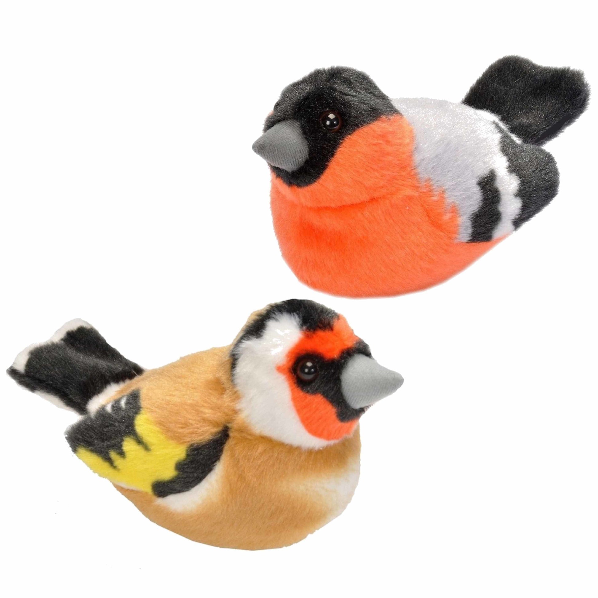 Pluche vogels knuffels - set van 2 - 14 cm - met geluid - Pluchen speelgoed
