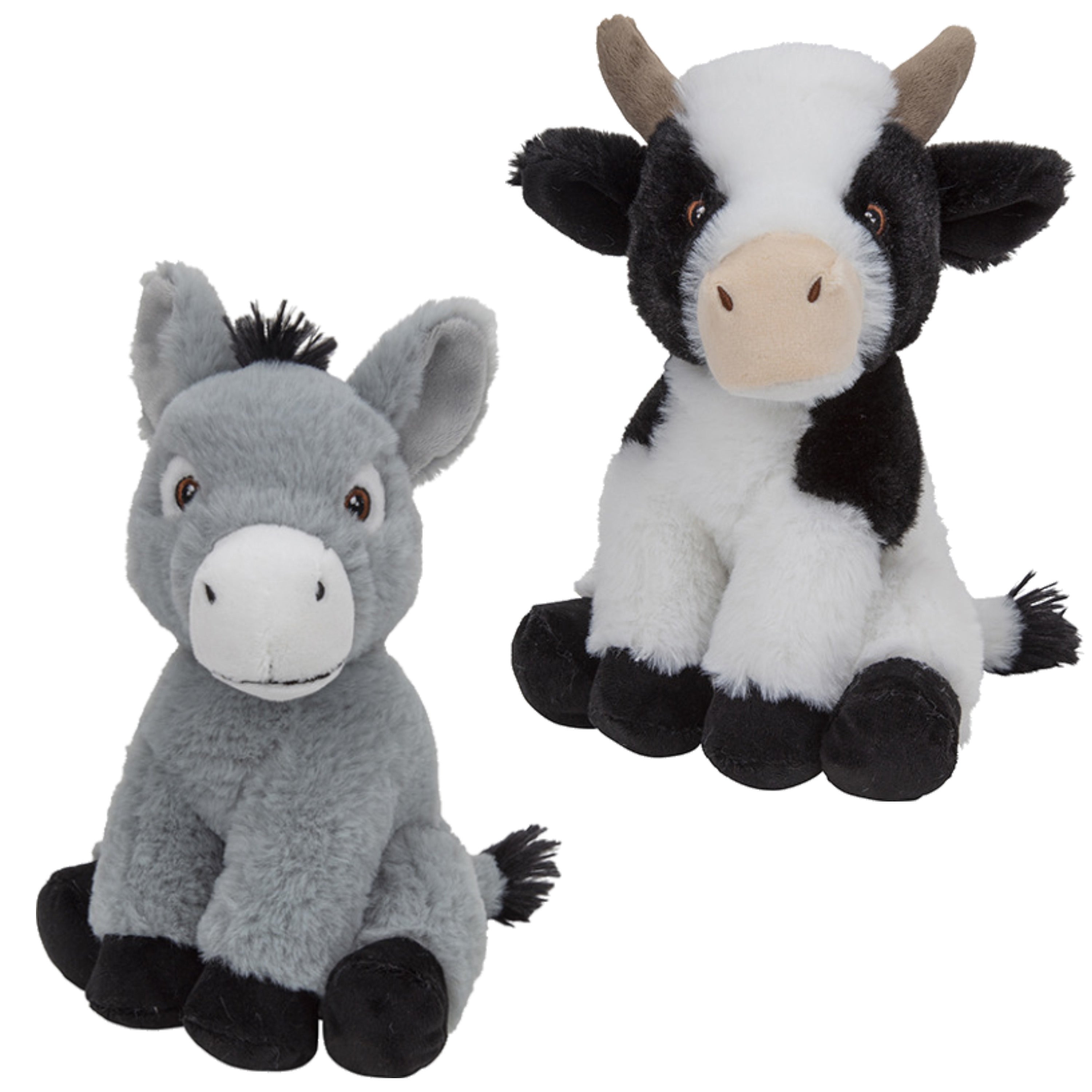 pluche-boerderijdieren-knuffels-koe-en-ezel-van-23-cm_10349829
