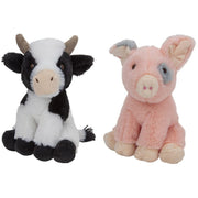 Pluche boerderijdieren knuffels - koe en varken - 23 cm - Pluchen speelgoed