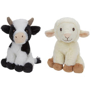 Koe en schaap knuffel - pluche - 23 cm - boerderijdieren - speelgoed - Pluchen speelgoed