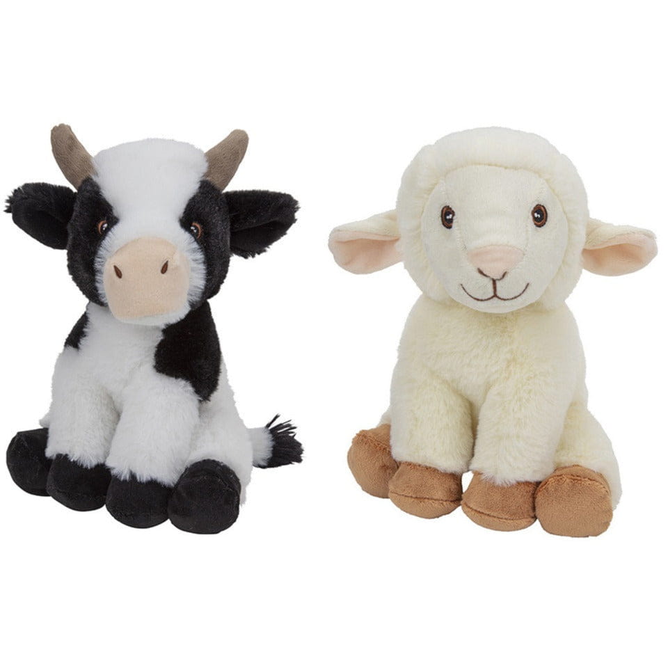 Koe en schaap knuffel - pluche - 23 cm - boerderijdieren - speelgoed - Pluchen speelgoed