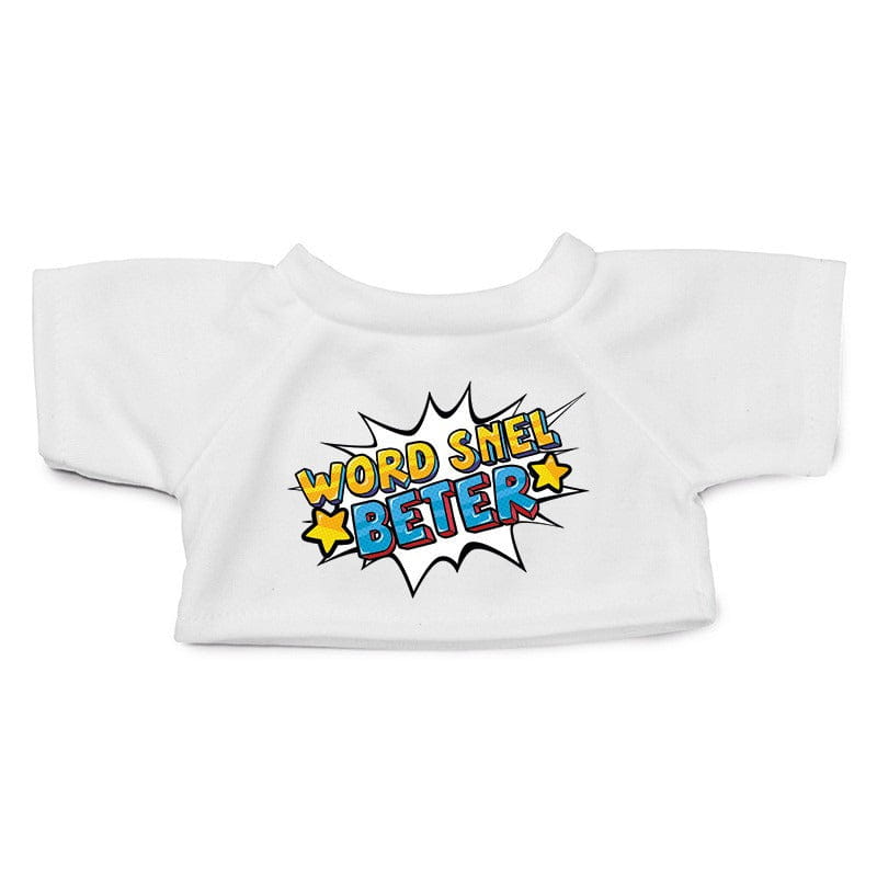 Clothies knuffelkleding Word snel beter - wit - T-shirt - maat M - Pluchen speelgoed