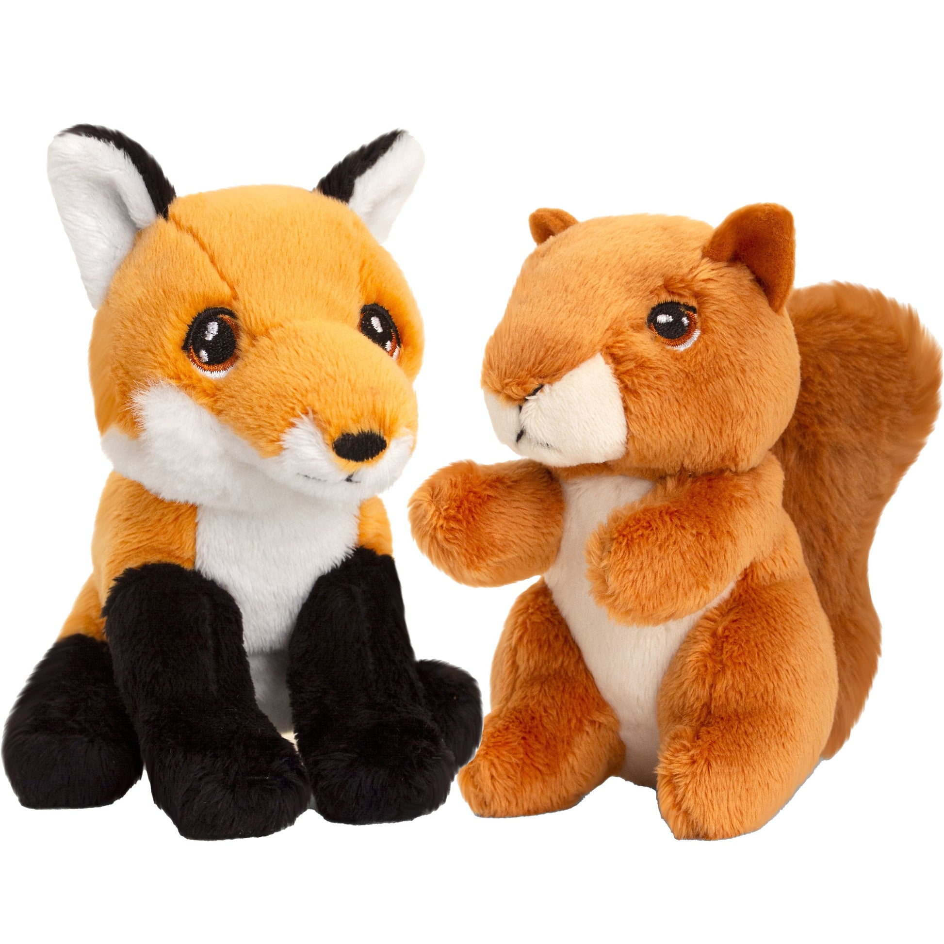 Pluche vos en eekhoorn knuffels - bosdieren - 12 cm - Pluchen speelgoed