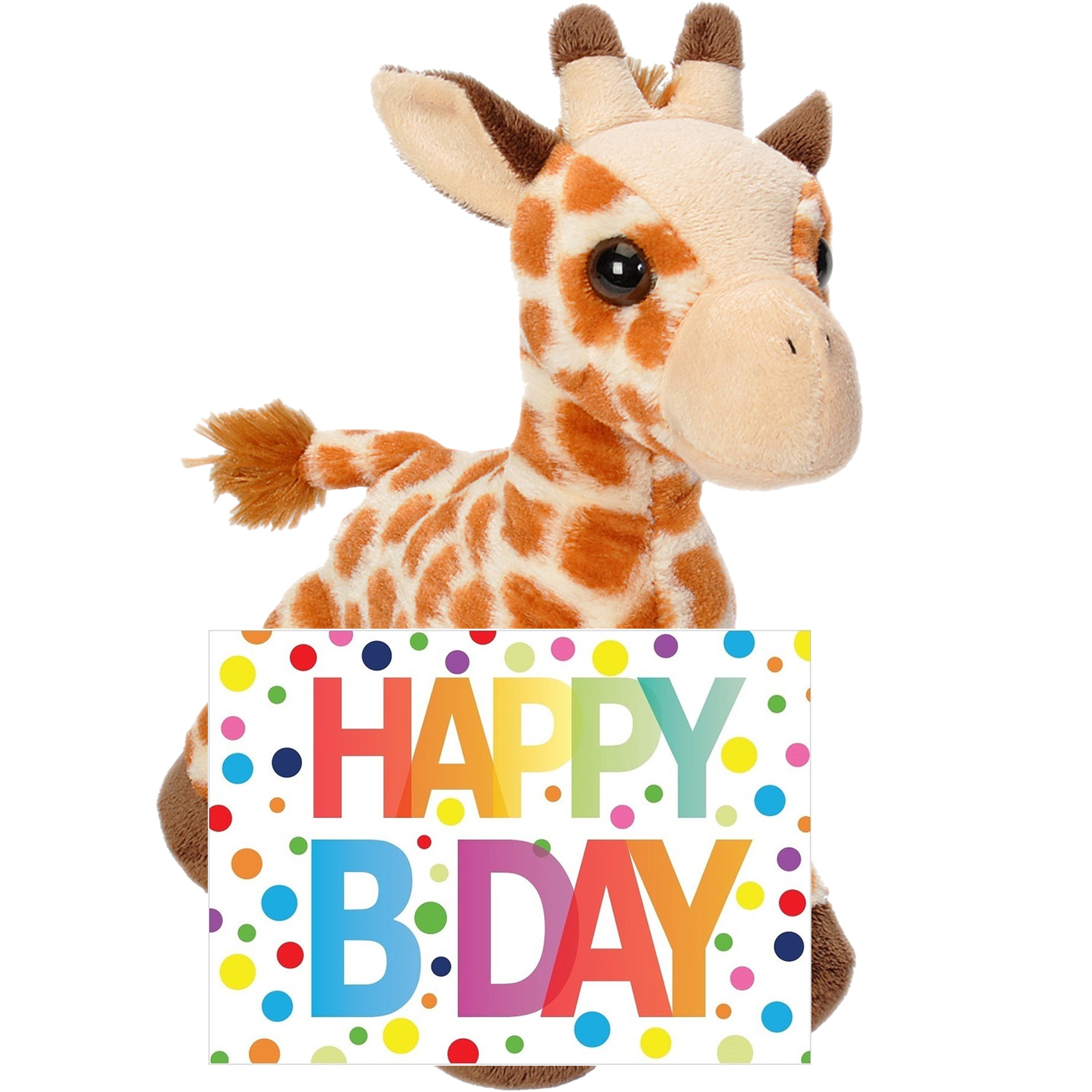 pluche-dieren-knuffel-giraffe-18-cm-met-happy-birthday-wenskaart_10377842