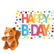 Eekhoorn knuffel - pluche - 12 cm - met wenskaart - Pluchen speelgoed