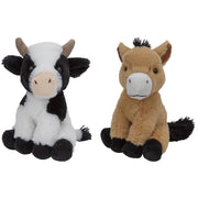 Pluche boerderijdieren knuffels - koe en paard - 23 cm - Pluchen speelgoed