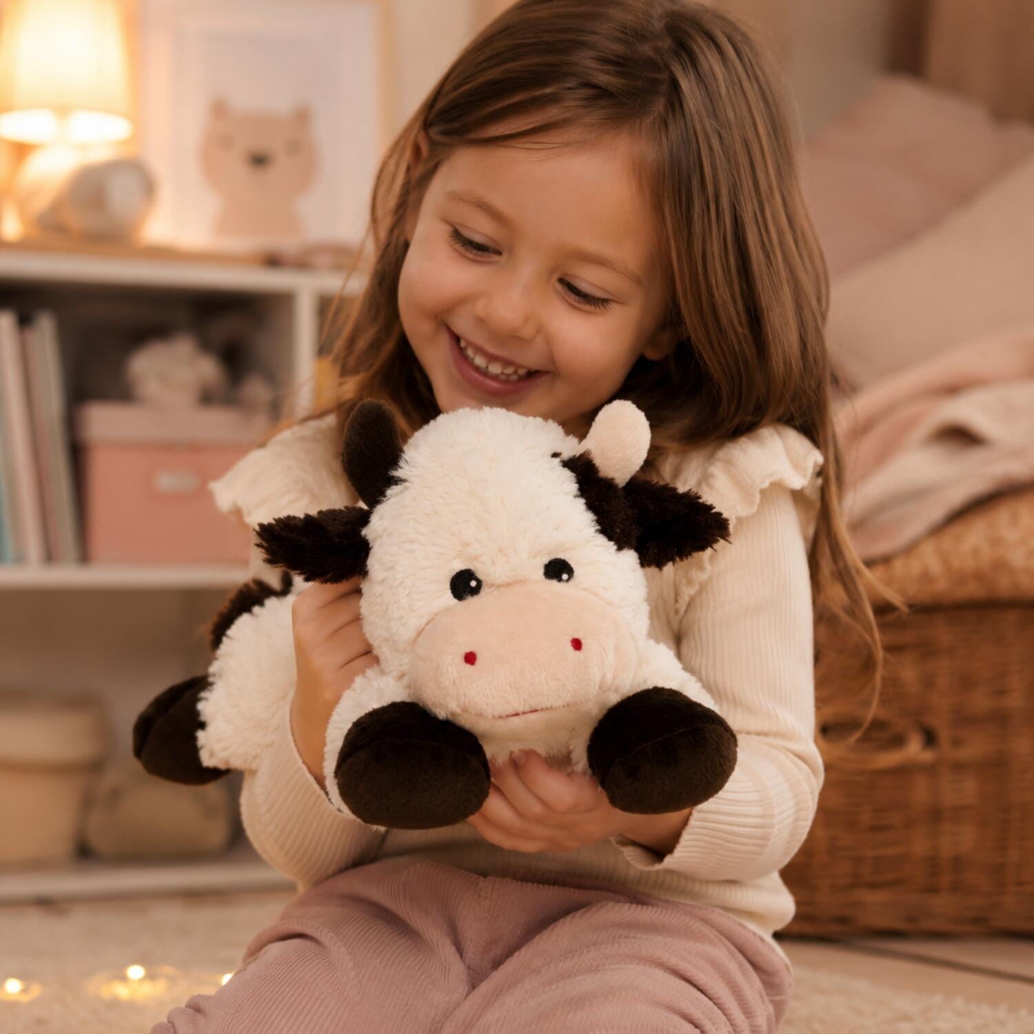 Habibi koe magnetronknuffel - warmteknuffel - 28 cm - pluche - Pluchen speelgoed