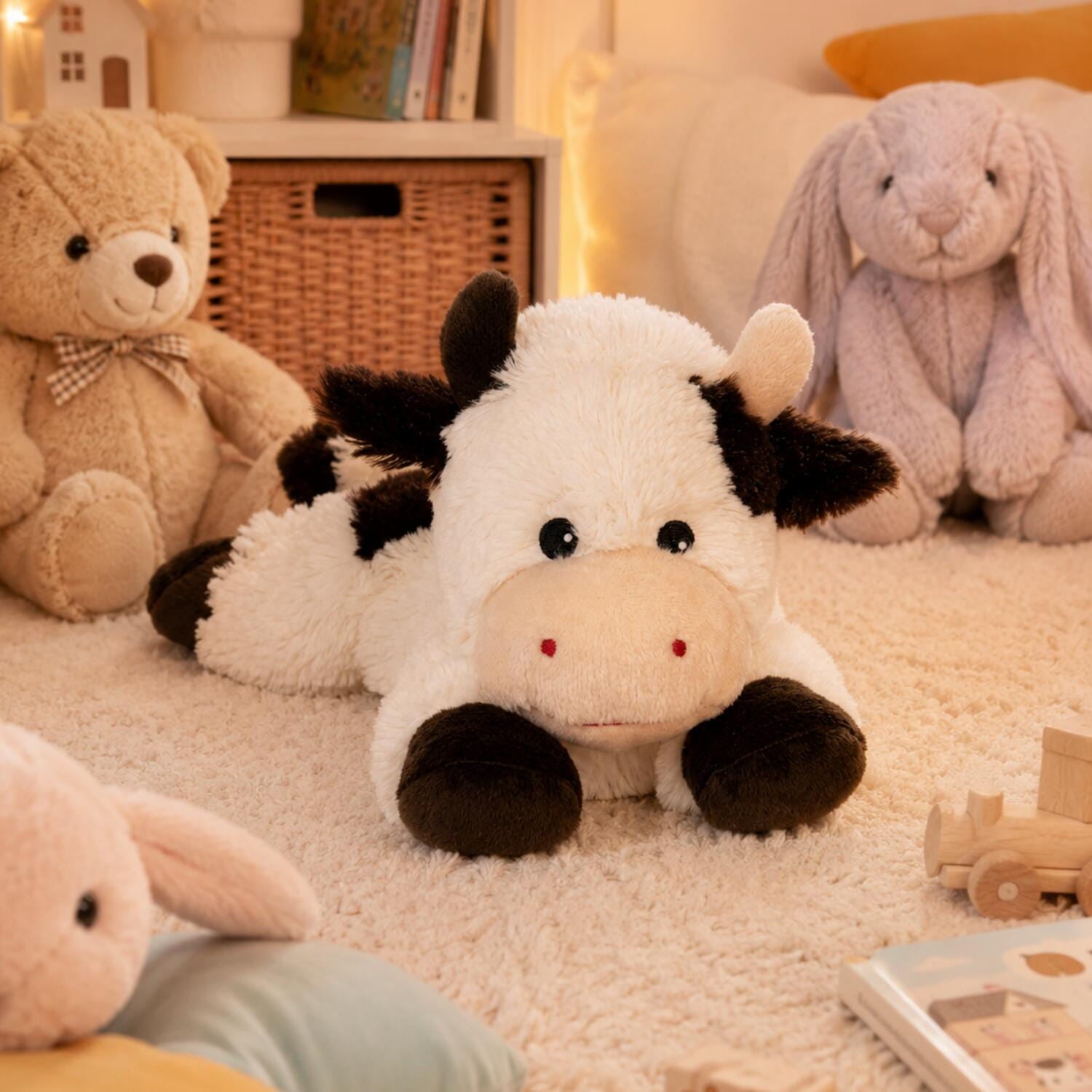 Habibi koe magnetronknuffel - warmteknuffel - 28 cm - pluche - Pluchen speelgoed