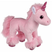 Pluche eenhoorn knuffel - lichtroze - 18 cm - kraalogen - Pluchen speelgoed