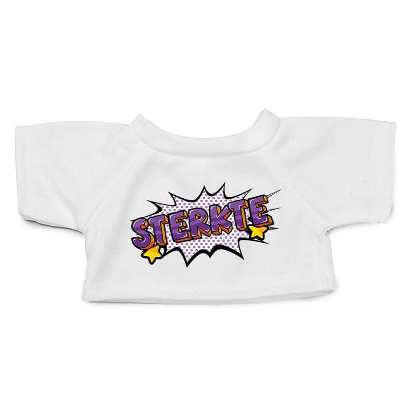Clothies knuffelkleding - pop art sterkte t-shirt - wit - M - Pluchen speelgoed
