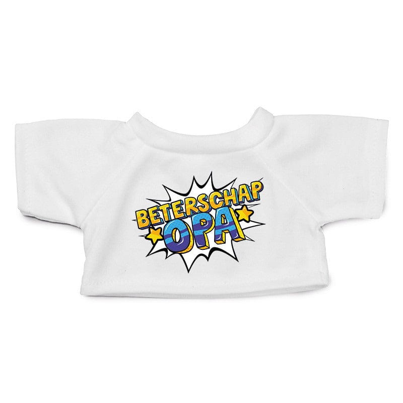 Knuffelkleding pop art - beterschap opa - T-shirt wit - M - Pluchen speelgoed